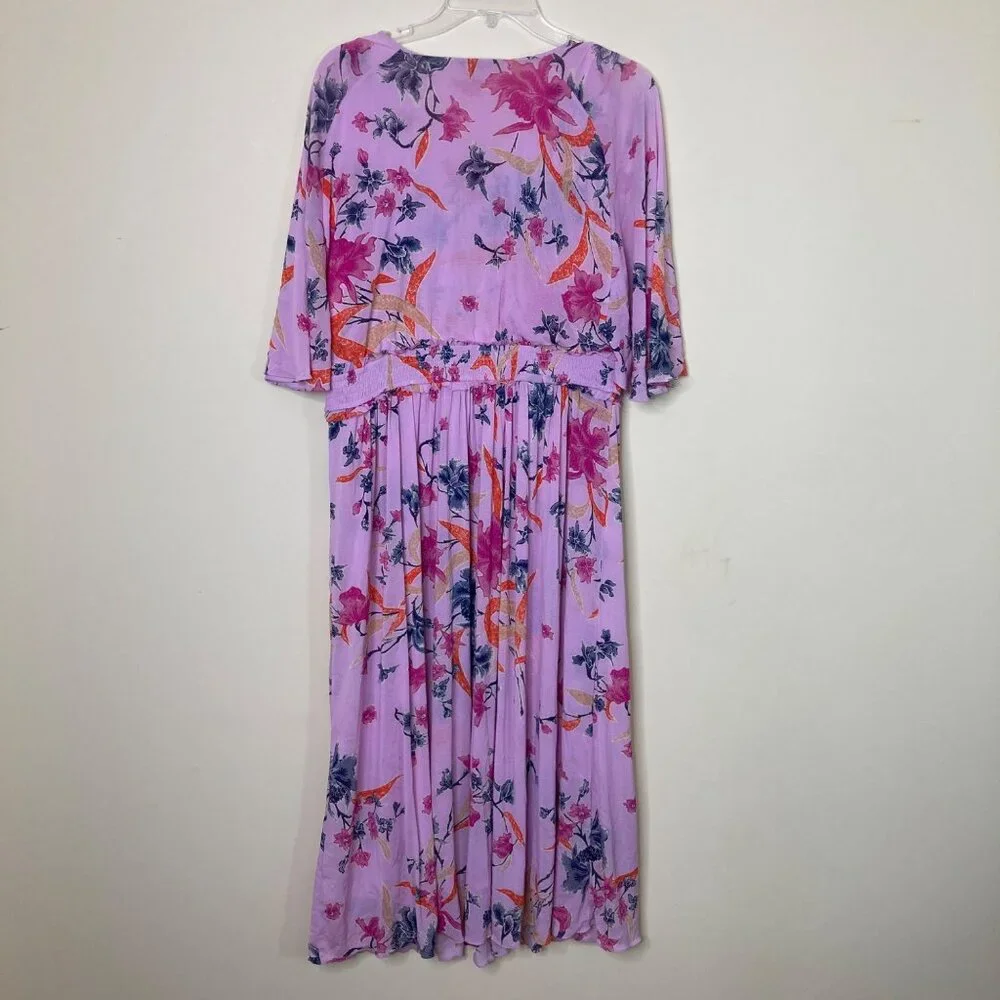 Diane Von Furstenberg Dress Womens Large Nala Flare Pink Floral Smocked Cottage - Picture 3 of 11